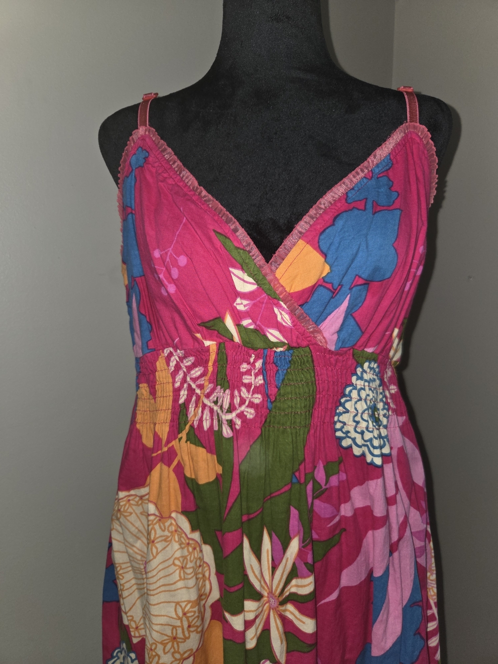 Women’s Pink Floral Spaghetti Maxi Dress Boho